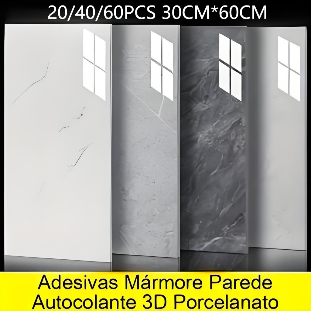 20/40/60PCS Placas Adesivas Mármore Parede Autocolante 3D Porcelanato 30 cm x 60 cm