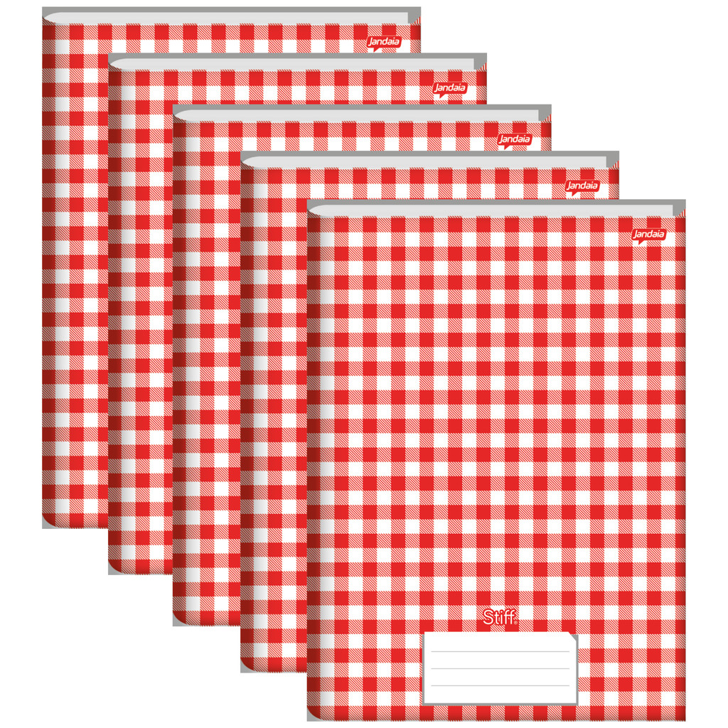 Caderno Brochura Universitário Capa Dura 96 Folhas Stiff Vermelho Xadrez - Pacote com 5 Unidades em Oferta na Shopee