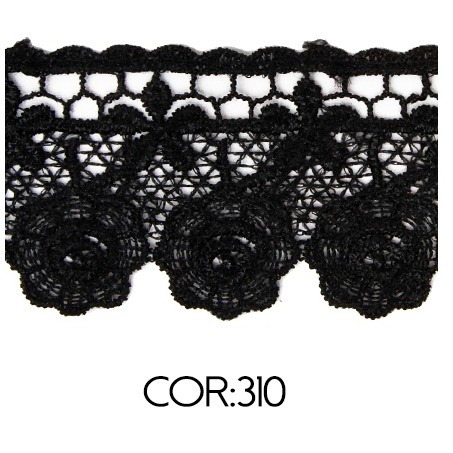Renda Guipir CHL-656 4.5 Cm -  Rolo C/13.7 Metros Cor:Preto