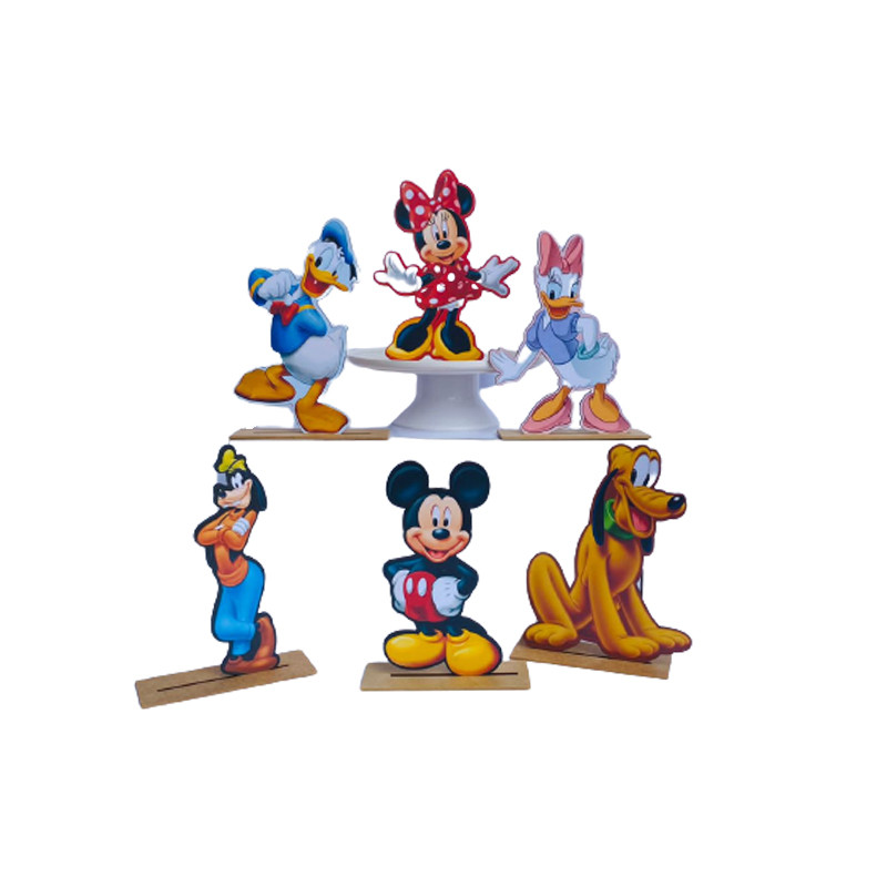 Kit Display de Mesa 6 Peças Para Festa Turma do Mickey MDF 10 cm altura