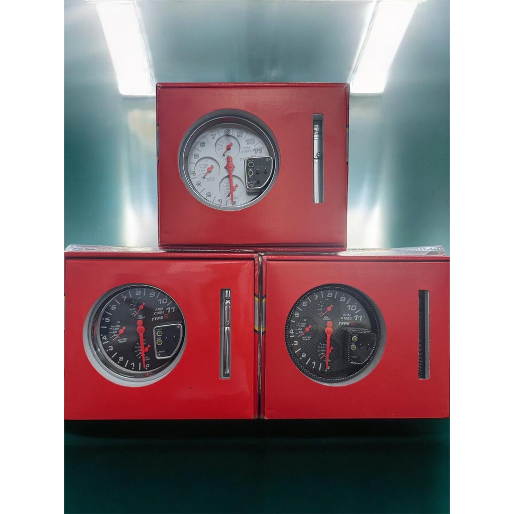 RELOGIO RPM TYPE R Conta giros 4 em 1 Automotivo Comutável para motores de 4/6/8 cilindros