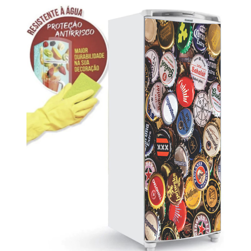 Adesivos Porta Da Geladeira E Freezer Tamanho Universal Porta Tampinha de Cerveja