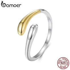 Bamoer 925 Sterling Sliver Anel Aberto Waterdrop Design Joias Presentes Para Mulheres