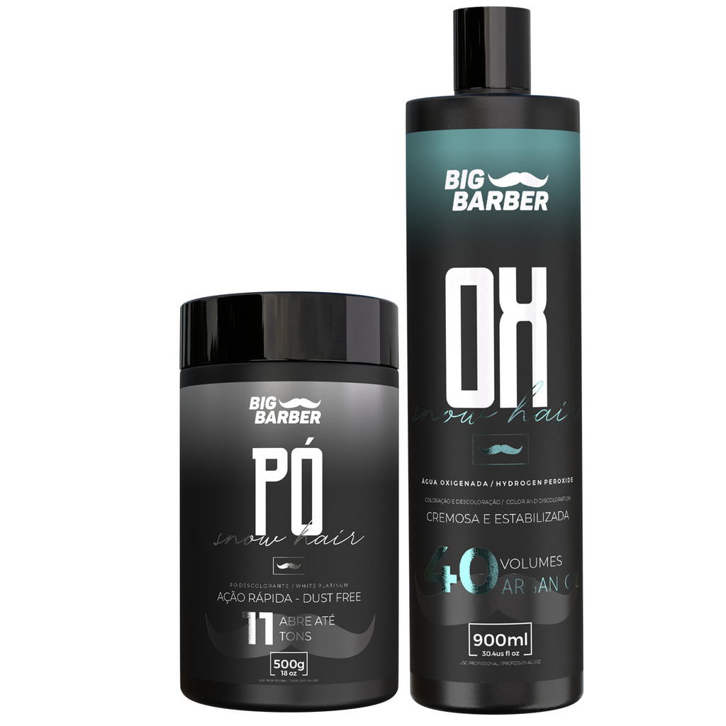 Kit Pó Descolorante Big Barber 500g + Água Oxigenada 900ml Volume 40 em Oferta na Shopee