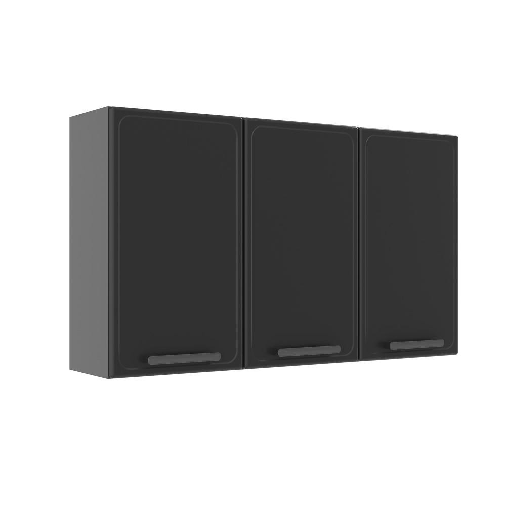 Armário Aéreo Bertolini Estilo em Aço com 3 Portas 120cm Cor Grafite em Oferta na Shopee