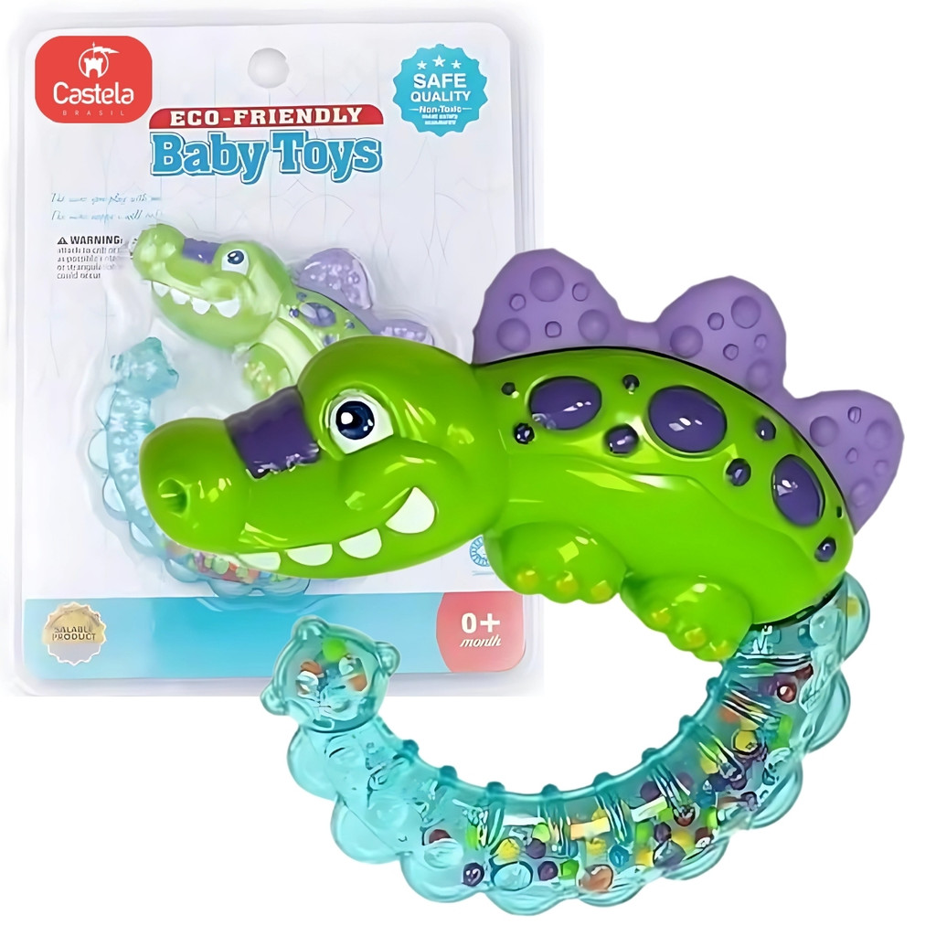 Baby Toys Chocalho Mordedor Jacaré CBS0359 - Castela - Mom & Baby