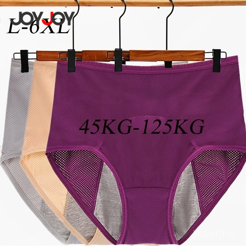 L-6XL Plus Size Período Menstrual Calcinhas, Cintura Alta Roupa Interior Respirável, Fuga À Prova JUOR em Oferta na Shopee