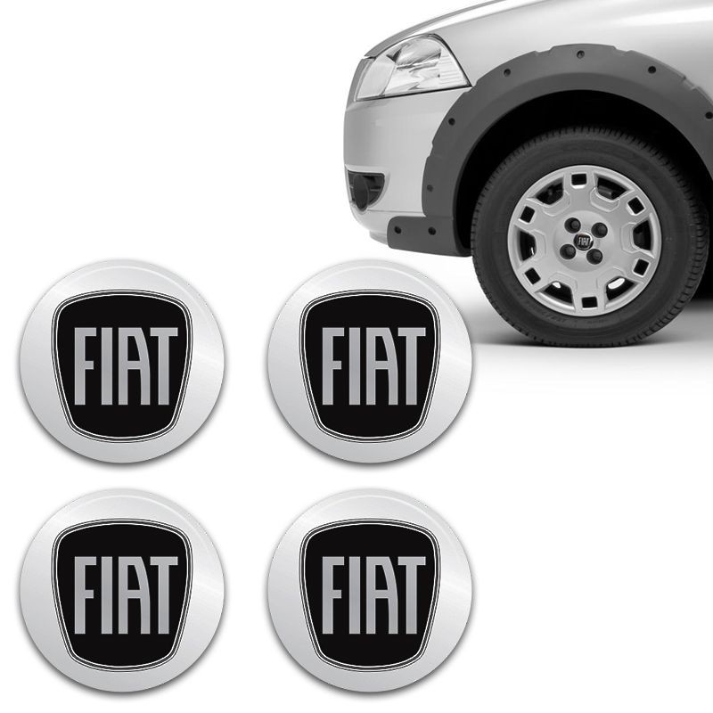 Kit Adesivo De Calota Emblema Fiat Black Piano Resinado 55mm em Oferta na Shopee