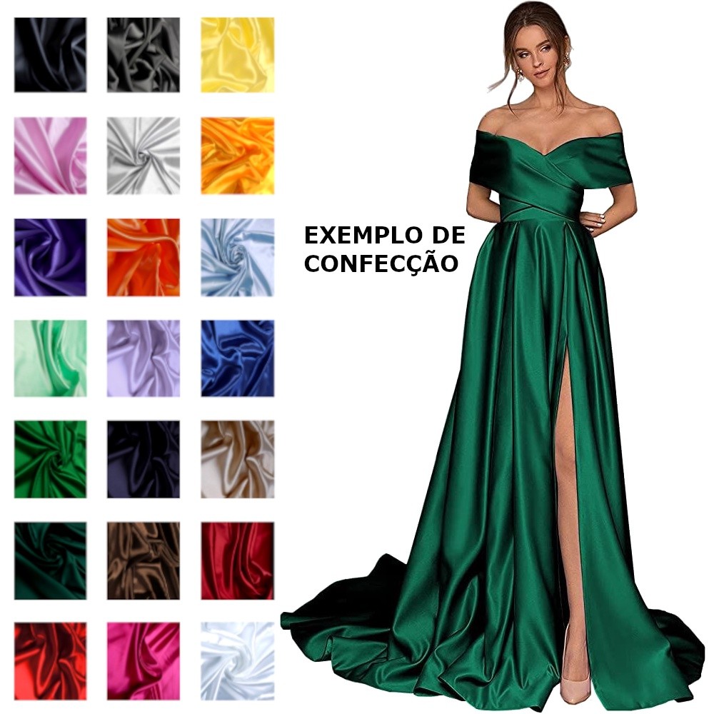 Tecido por Metro Cetim Com Lycra elastano para Vestido Festa decoração confecção