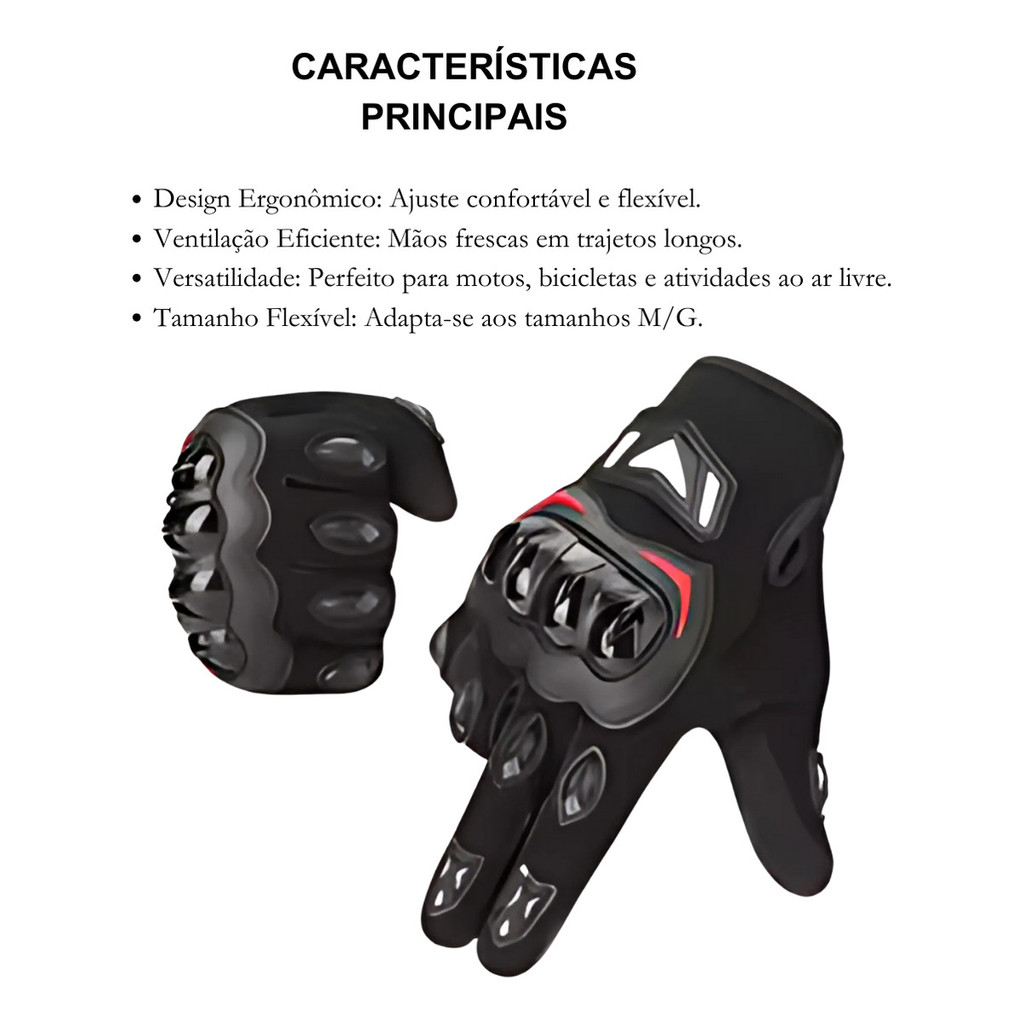 Luva Para Proteção Moto Motoqueiro Motociclista Motoboy Sport Motocross — imagem 2 de 2