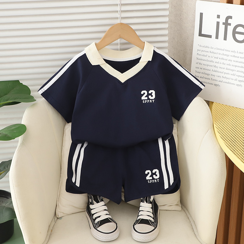 Algodão Verão Bebê Crianças Shorts Calças Terno Com Decote Em V Camiseta Todder Menino Menina Esporte Bonito Roupas Cois