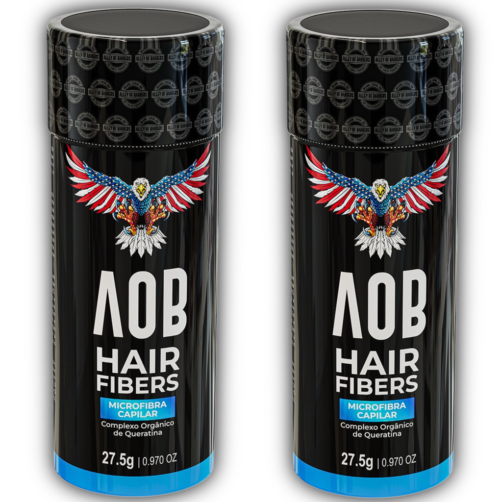 Kit Com 2 Fibra CapilarAOB  Pó De Queratina Natural Com 27,5g em Oferta na Shopee