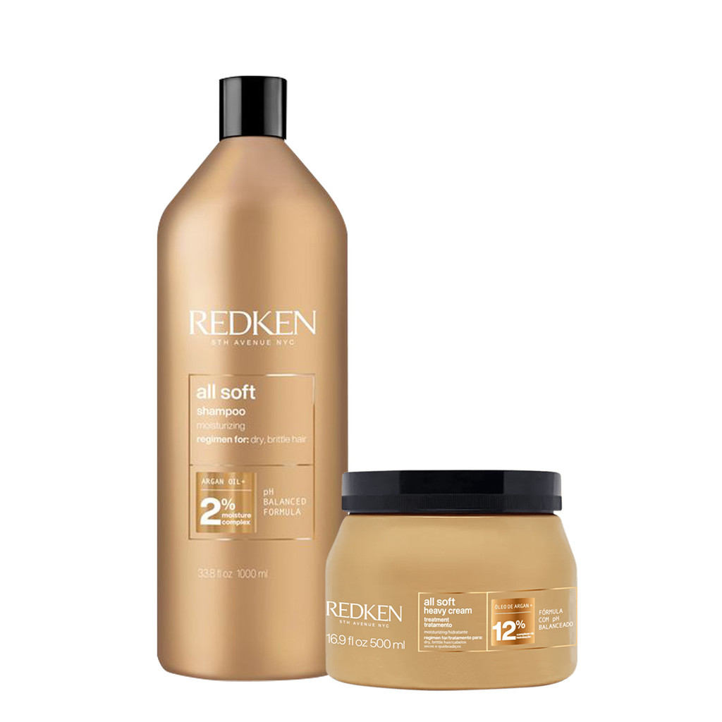 Kit Redken All Soft Shampoo Litro e Máscara G (2 produtos) em Oferta na Shopee