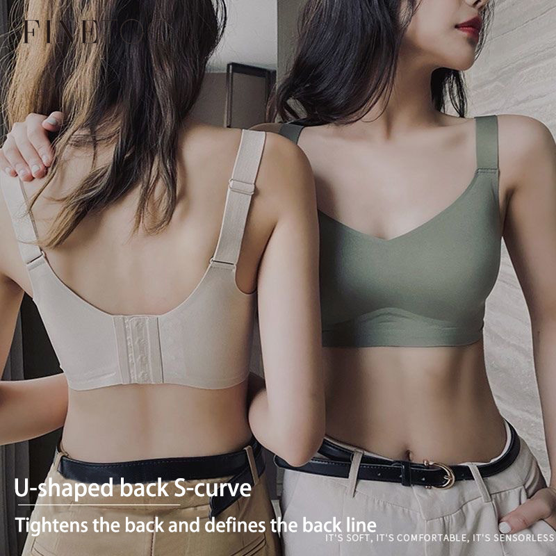 FINETOO Sutiã Sem Costura Para Mulheres , Roupa Íntima Fio Gelatinosa , Almofada Removível No Peito , Tamanho Grande , S - Women Clothes