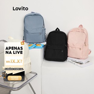 (LIVE STREAM SALE) Lovito Preppy Plain Colorblock Pulseira De Ombro Dupla Mochilas Multi-Boqueadas L41BA05 em Oferta na Shopee