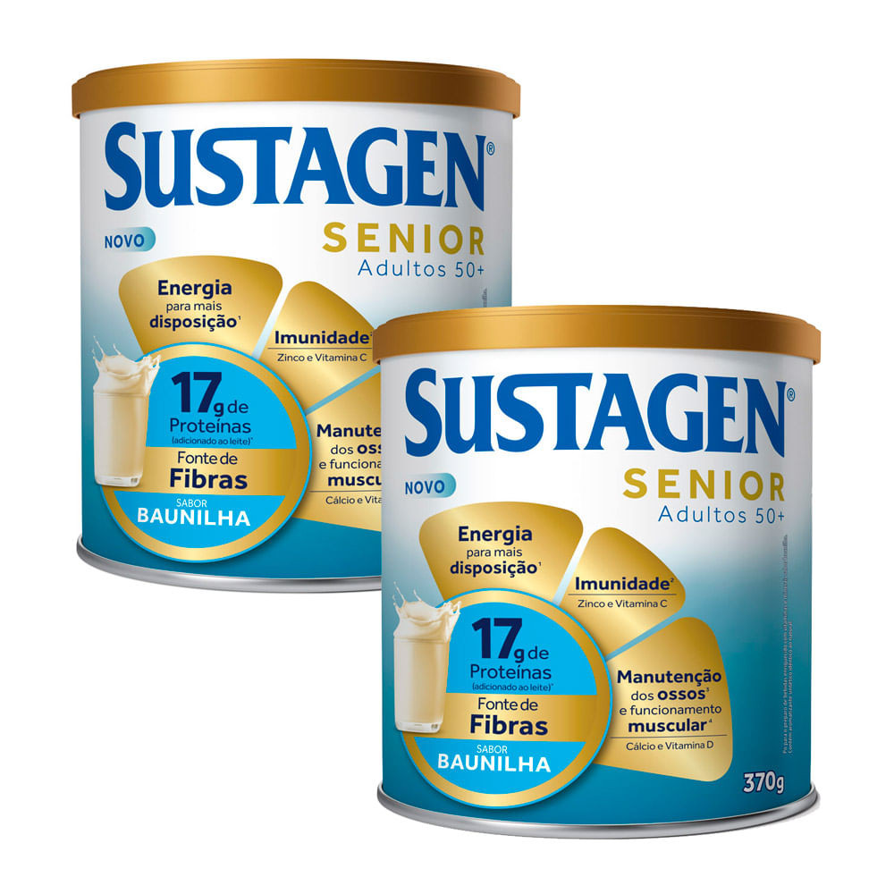 Kit 2 Complemento Alimentar Sustagen Senior Adultos 50+ Sabor Baunilha 370g - Health