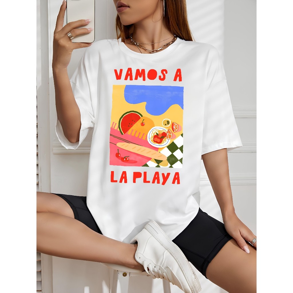 Blusa Feminina La Playa 100% Algodão Premium T-Shirt Moda Gringa Camiseta StreetWear
