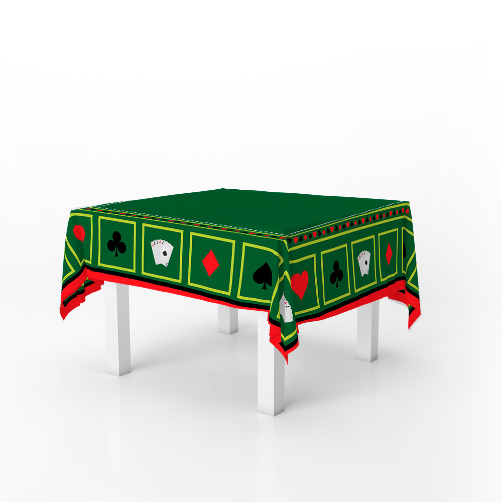 Toalha De Mesa Quadrada Jogos Baralho Poker Felpuda 135x135cm 4 Lugares