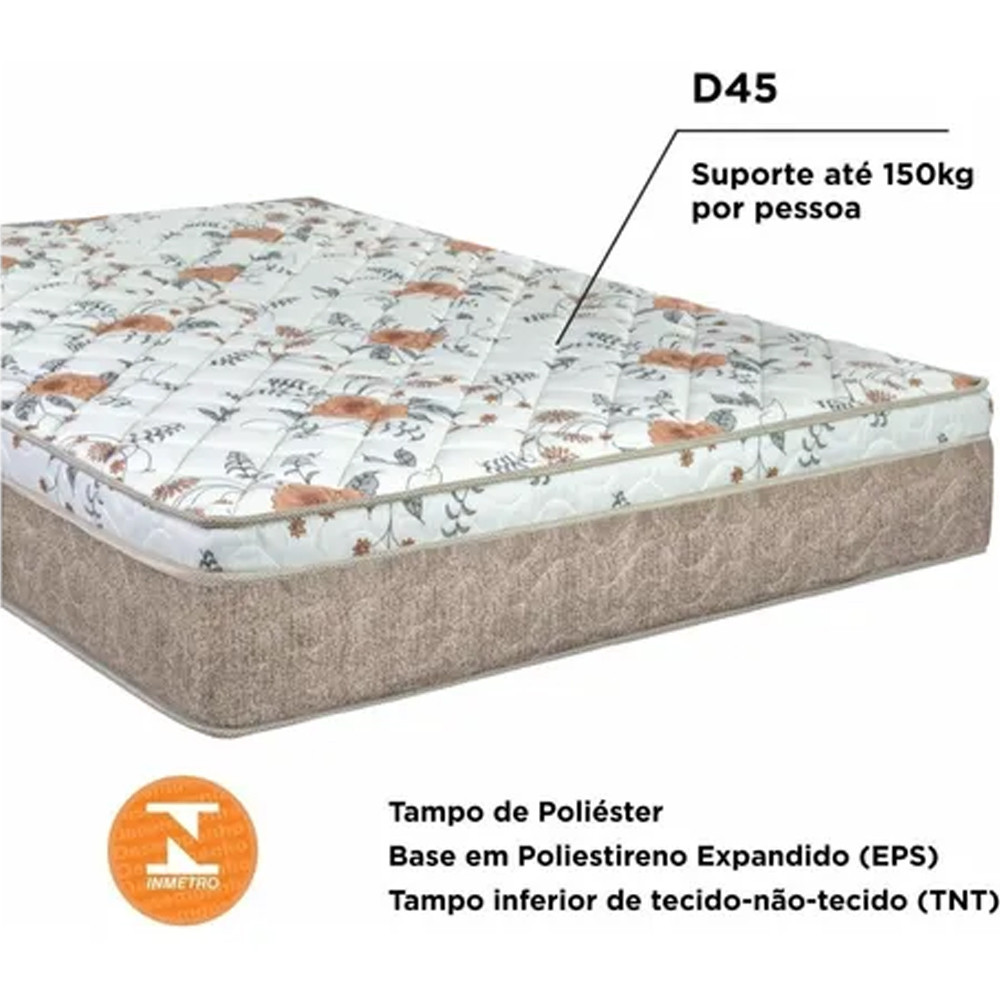 Detalhes do Colchão Casal Espuma D45 Ortopédico 138x188x25cm Portobel