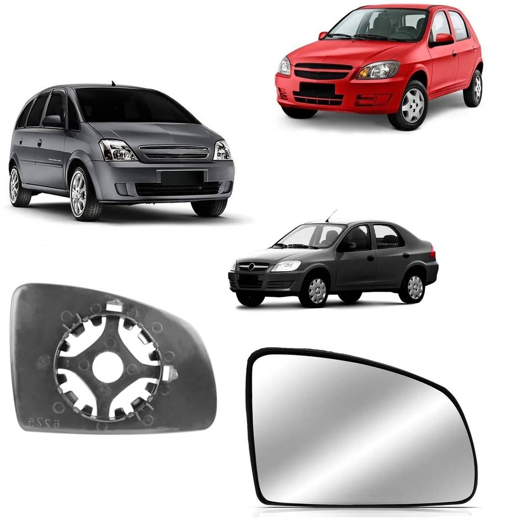 Lente Espelho Retrovisor Celta Prisma Meriva 2006 Em Diante Com Base Lado Direito