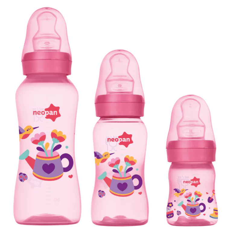 KIT 3 MAMADEIRAS NEOPAN  BICO ORTODONTICO ROSA REGADOR - 250ML/140ML/70ML em Oferta na Shopee