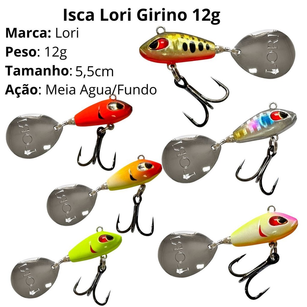 Isca artificial para pesca de Meia Agua Lori Girino 12g 5,5 cm Tucunaré Traira