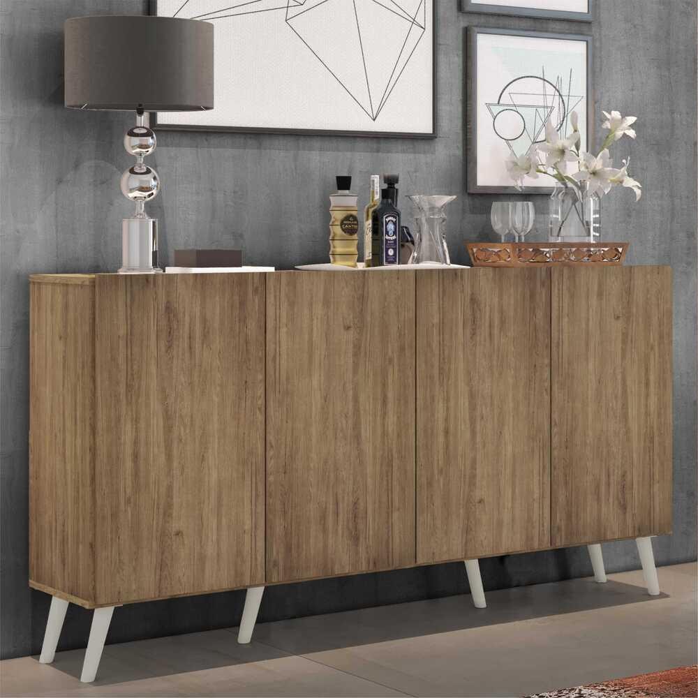 Aparador Buffet 4 Portas Retrô Veneza Multimóveis V3556 em Oferta na Shopee