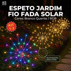 Espeto Jardim Solar com Placa solar Led embutido RGB ou Luz Quente para Ambientes externos
