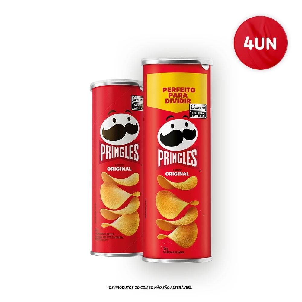 Combo Batata Frita Pringles Original 134g e 104g 4 unidades em Oferta na Shopee