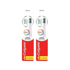 Kit 2 Escova Dental Colgate Total Limpeza Espumosa Suave 2 unidades