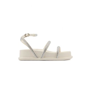 Sandália Flatform Santinelli Strass 1550.004 Off White em Oferta na Shopee
