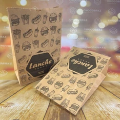 100 SACO LANCHE DELIVERY KRAFT SOS IMPRESSO 5 KG - A28 X L9,5 X C17,5 CM (P)(CHOCO)