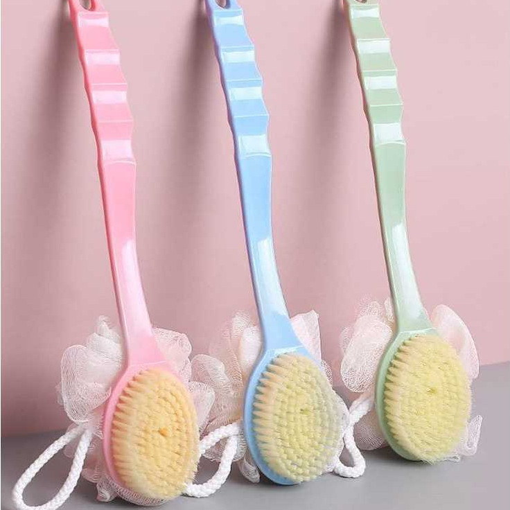 2 Escovas Para Esfregar As Costas De Banho Com 2 Em 1 Para Esfregar Com Esponja e Bucha Dupla Face Luca em Oferta na Shopee
