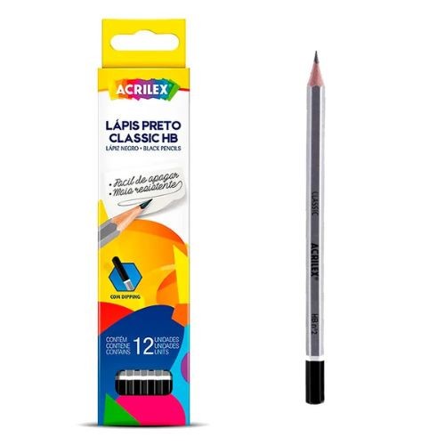 Caixa com 12 Lapis Grafite Classic HB Acrilex em Oferta na Shopee