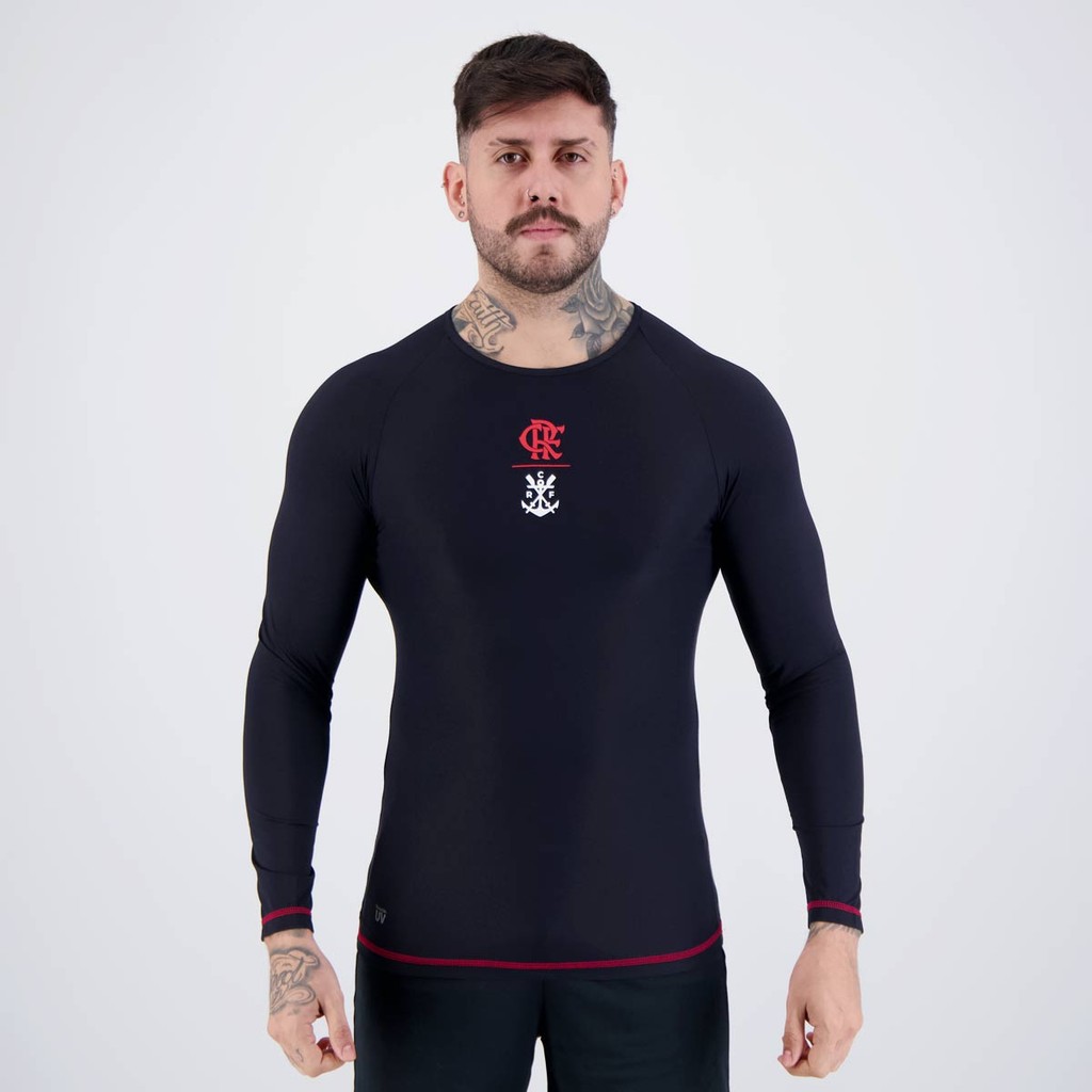 Camisa Térmica Flamengo Guanabara Manga Longa Preta - Sports & Outdoors