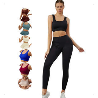 Conjunto Academia Top E Calça Legging Canelado Fitness em Oferta na Shopee