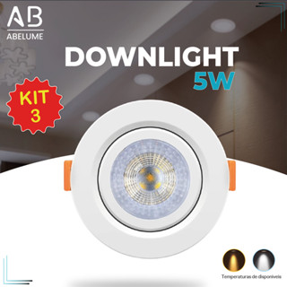 Kit 5 Luminária Spot Led Redondo Direcionável 5W Embutir Gesso Teto | Branco Quente 3000K Branco Frio 6500K Bivolt em Oferta na Shopee