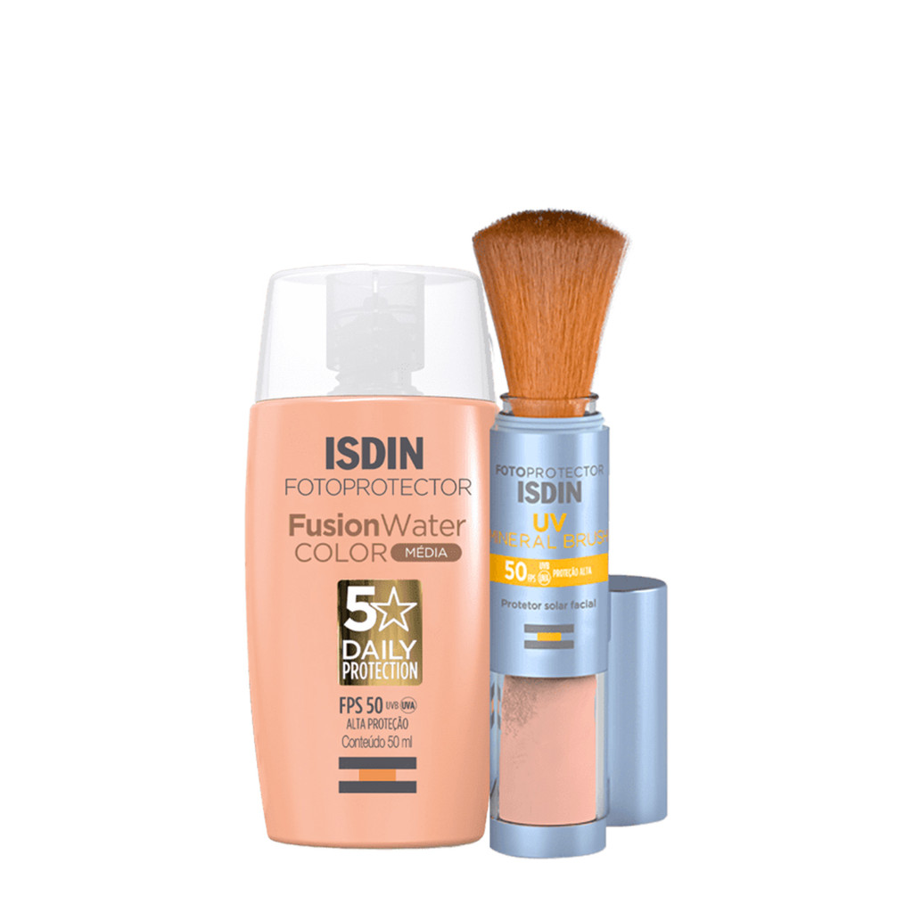 Kit ISDIN Brush Mineral Fusion Water 5 Stars Color Média (2 produtos)