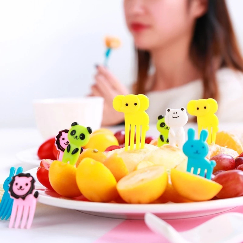 KIT C/ Várias peças Mini Garfo Para Petisco Infantil Desenho Animado Fruta Bolo Sobremesa