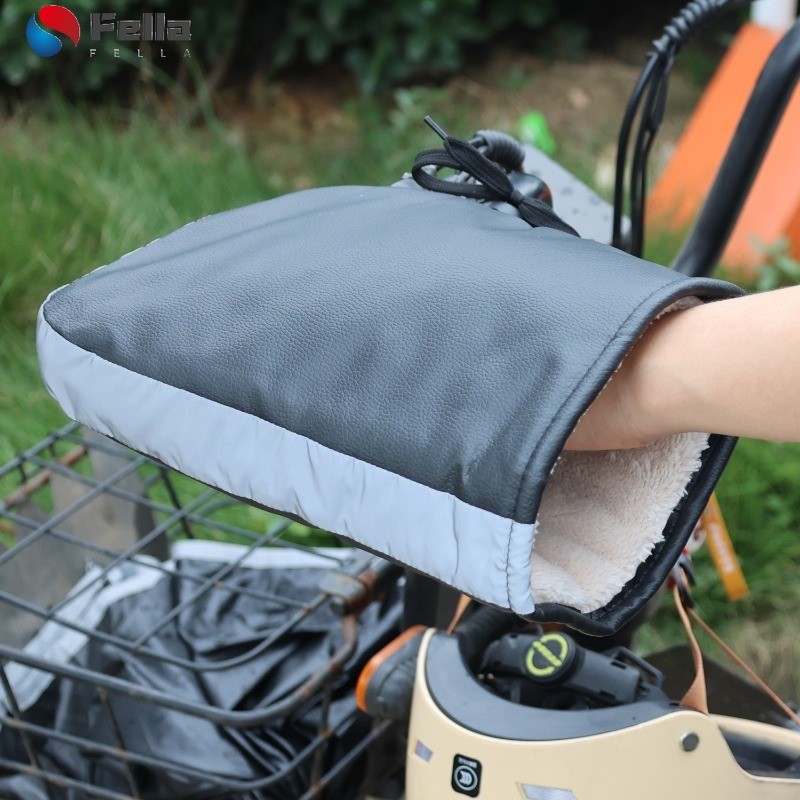 [Destaque] Luva De Aperto Para Ciclismo De Inverno-Capa De Alça À Prova D'água De Vento-Luvas Quentes Com Forro De Pelúc