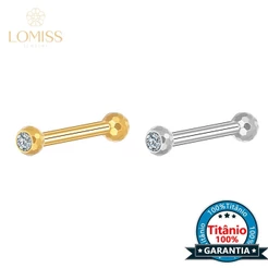 Lomiss Piercing Helix Flat Conch Tragus Barbell Titânio Lapidada Com Zircônia Cravada Rosca Interna