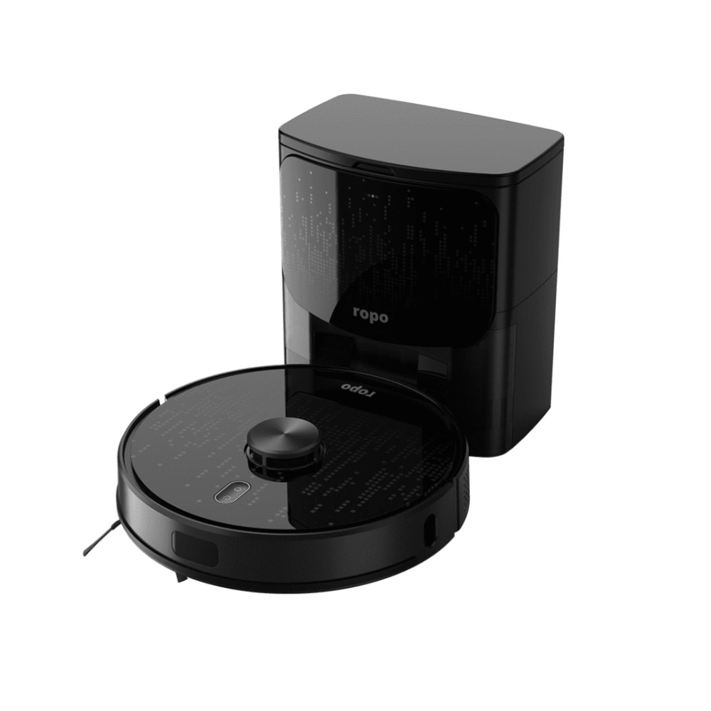 Robô Aspirador Ropo Laser + Estação Autolimpante 3 em 1 Google, Alexa, Controle por App Preto - 127v