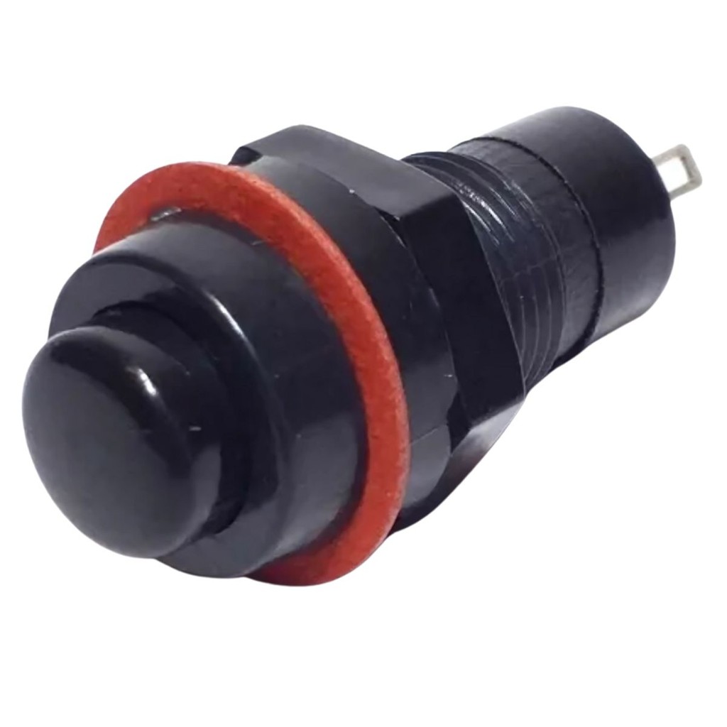 KIT BOTÃO CHAVE PULSO SEM TRAVA 15 UNIDADES DS-213 PT 2T PRETO PUSH BUTTON REDONDO 2 TERMINAIS