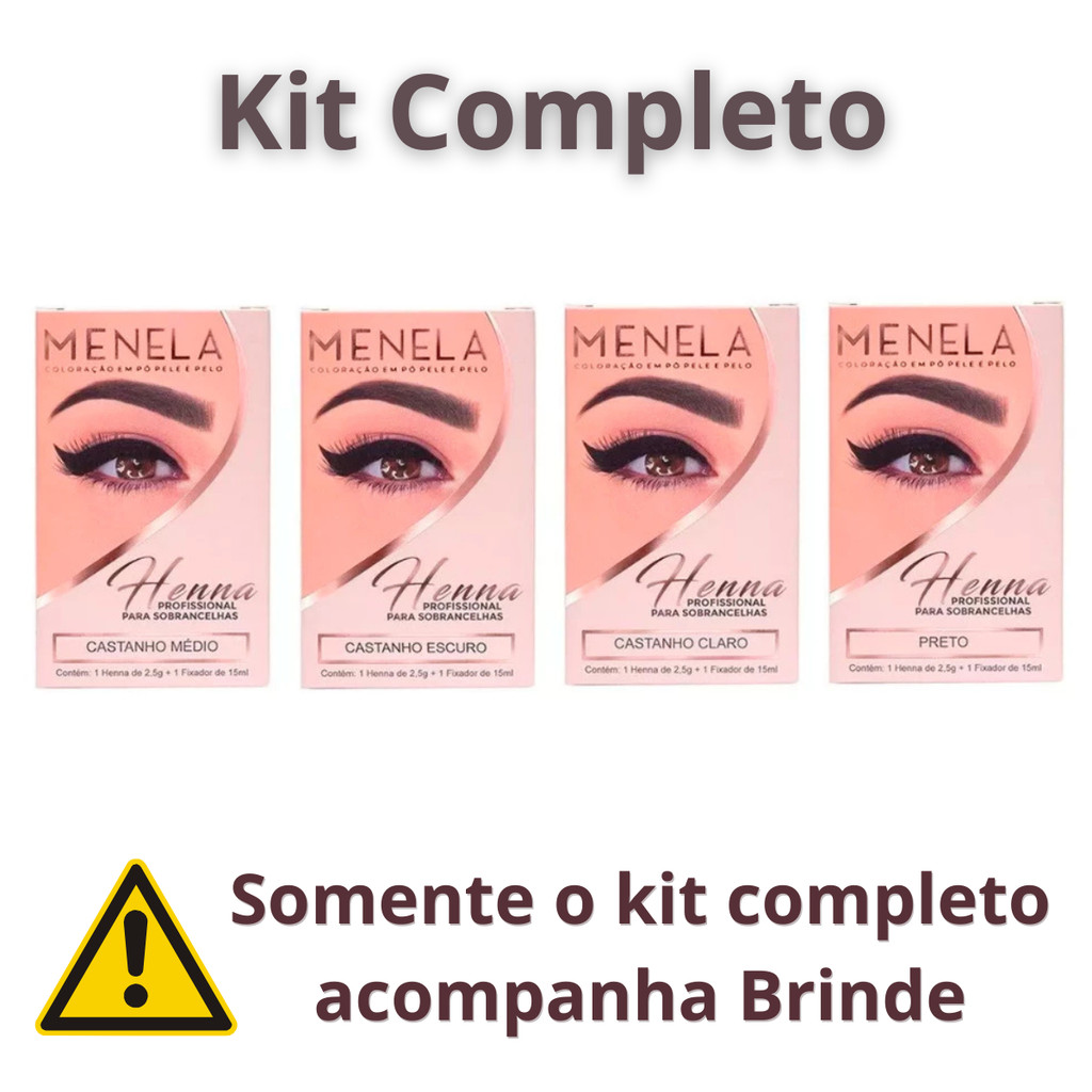 Kit 4 Hennas Menela ou Individual para Sobrancelha – Alta Fixação Longa Duração Profissional