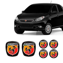 Kit 6 Adesivos Emblema Abarth Fiat Grand Siena 2012 Ate 2019