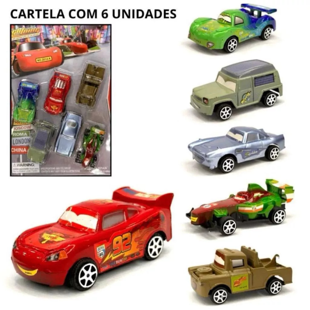 Brinquedo Kit 6 Carrinhos Tipo Mcqueen Brinquedo Relâmpago Carros Envio Imediato