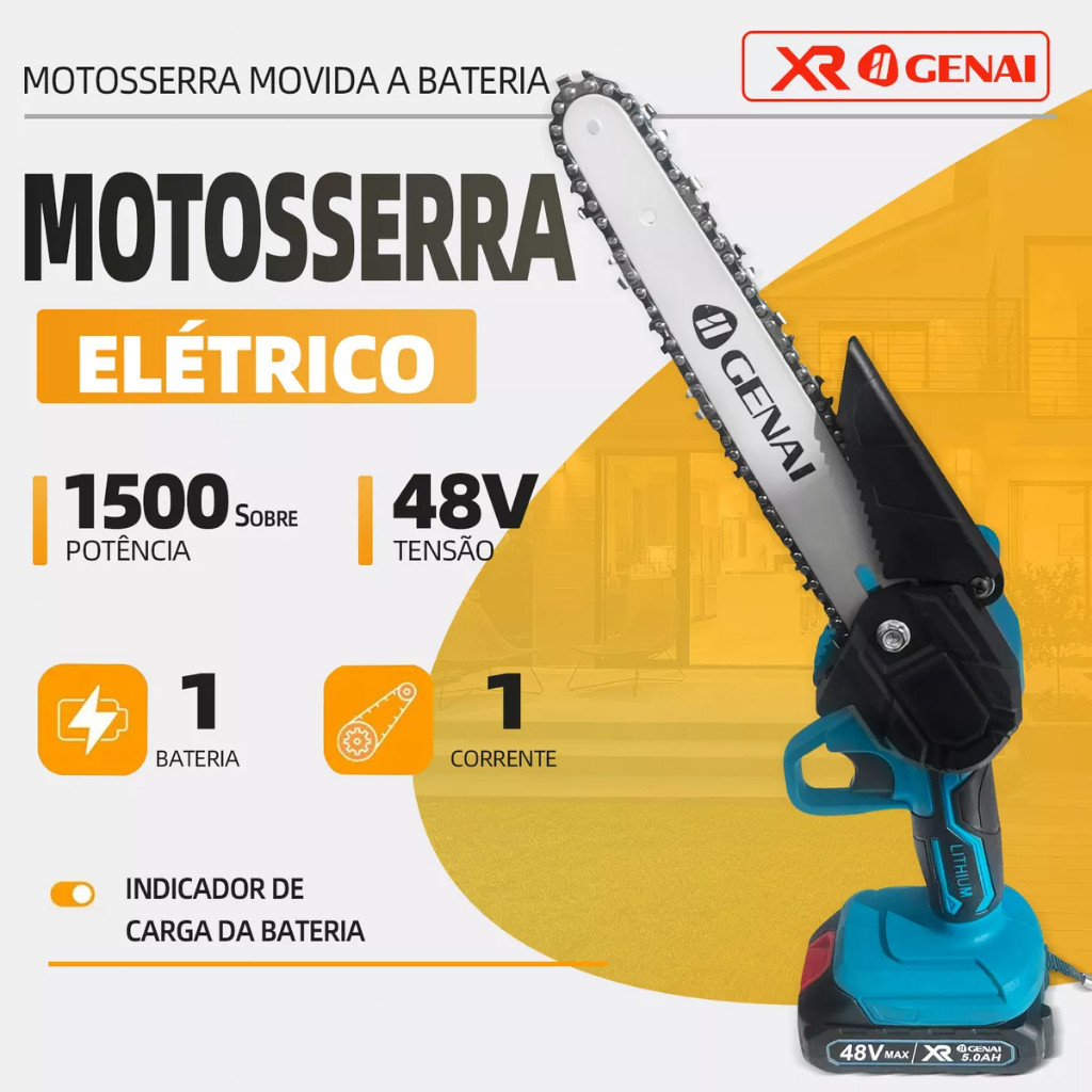 Bateria de motosserra elétrica portátil 48v 8 polegadas 2 baterias em Oferta na Shopee