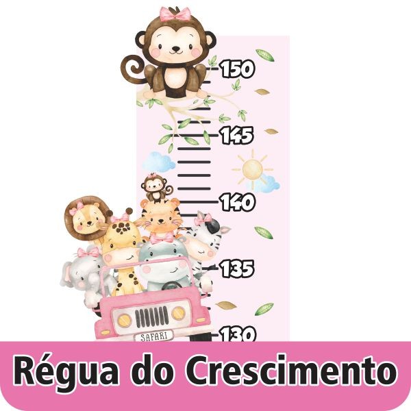 Adesivo De Parede Régua Crescimento Infantil Safári Menina Rosa em Oferta na Shopee