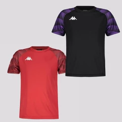 Kit 2 Camisas Kappa Raglany Juvenil Preta e Vermelha