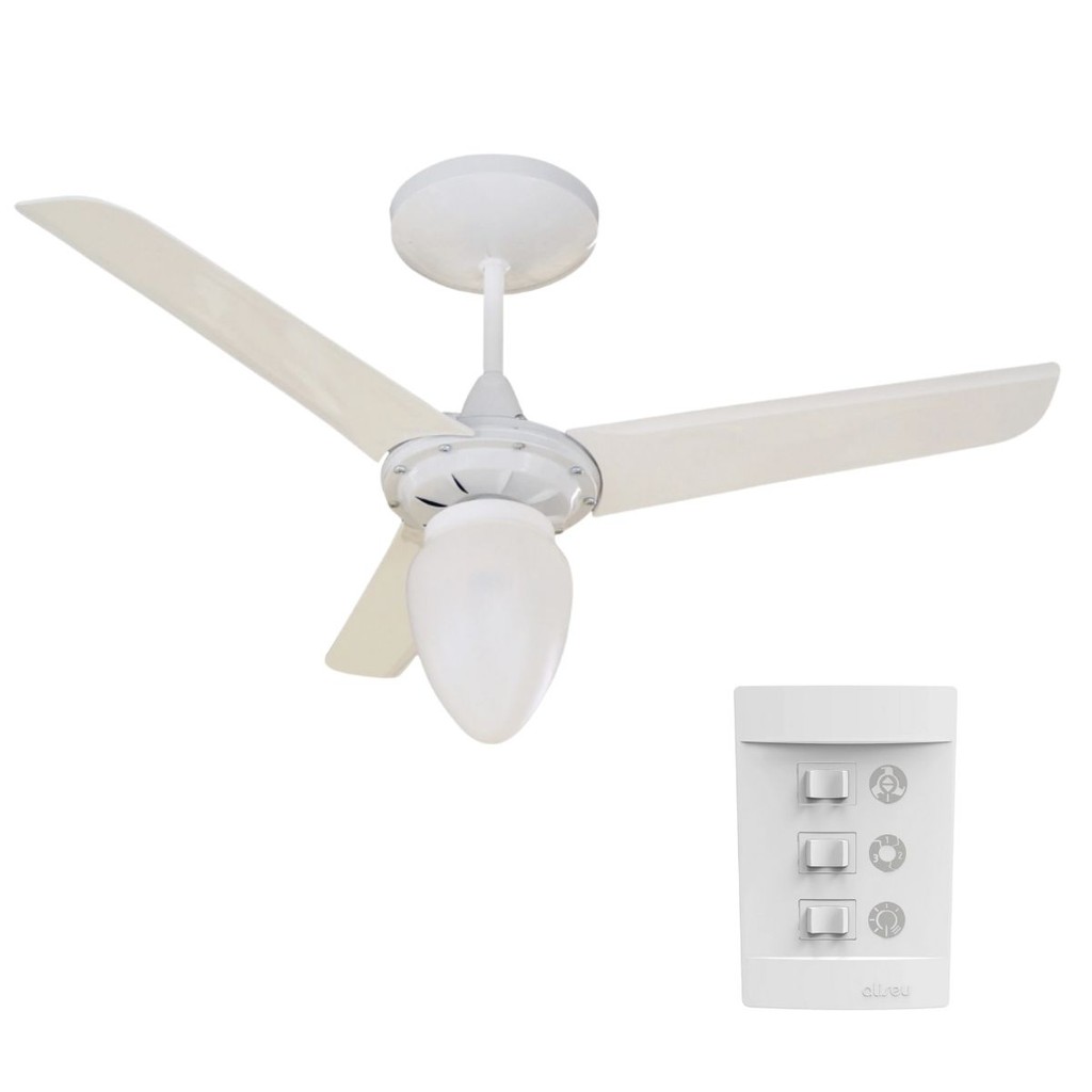 Ventilador teto com controle de parede para quarto sala salão decoração casa toda Aliseu Iceberg White em Oferta na Shopee
